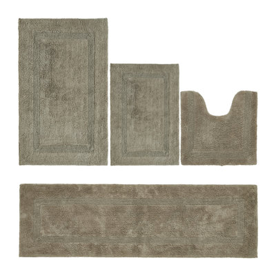 Lux  Premium 2370 GSM 100% Cotton 4 Piece Bath Rug Sets, Machine Washable, Super Absorbent & Tufted Weave Reversible Bath Mat for Bathroom, Shower, and Tub, Oeko-Tex Certified Bathroom Rugs, Beige