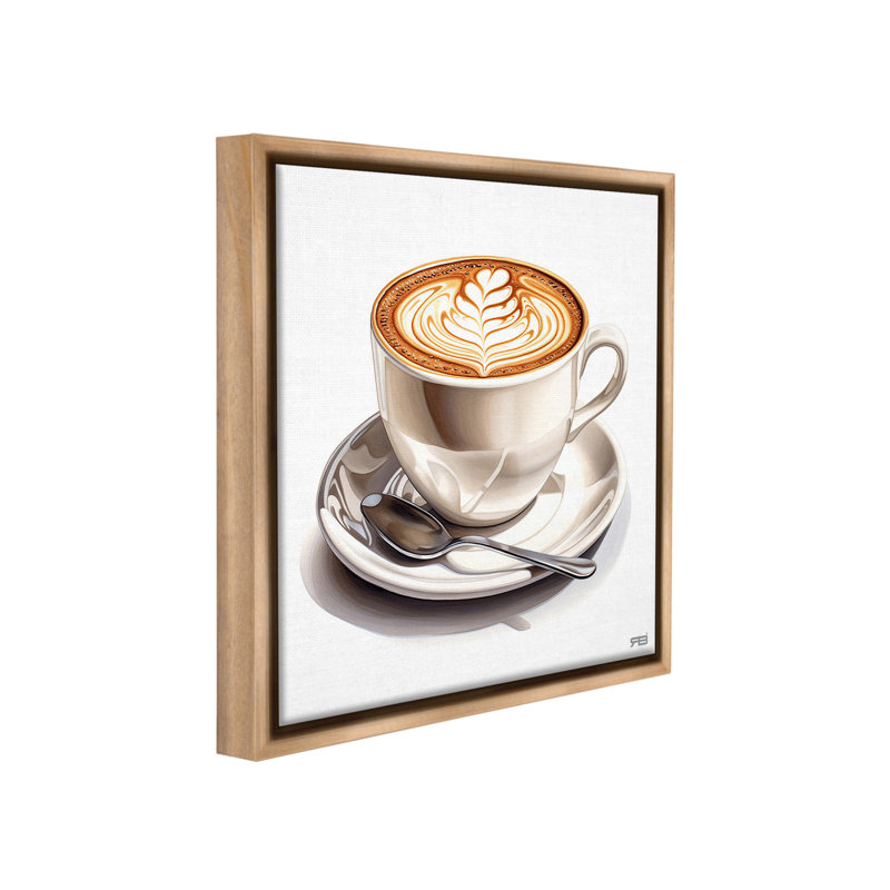 «Latte espresso avec motif» sur toile, H 25 po x l 25 po, Cadre flottant orme Montalcino