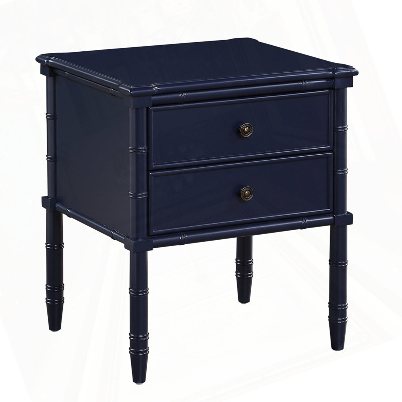 Table de chevet 2 tiroirs, Bleu très foncé