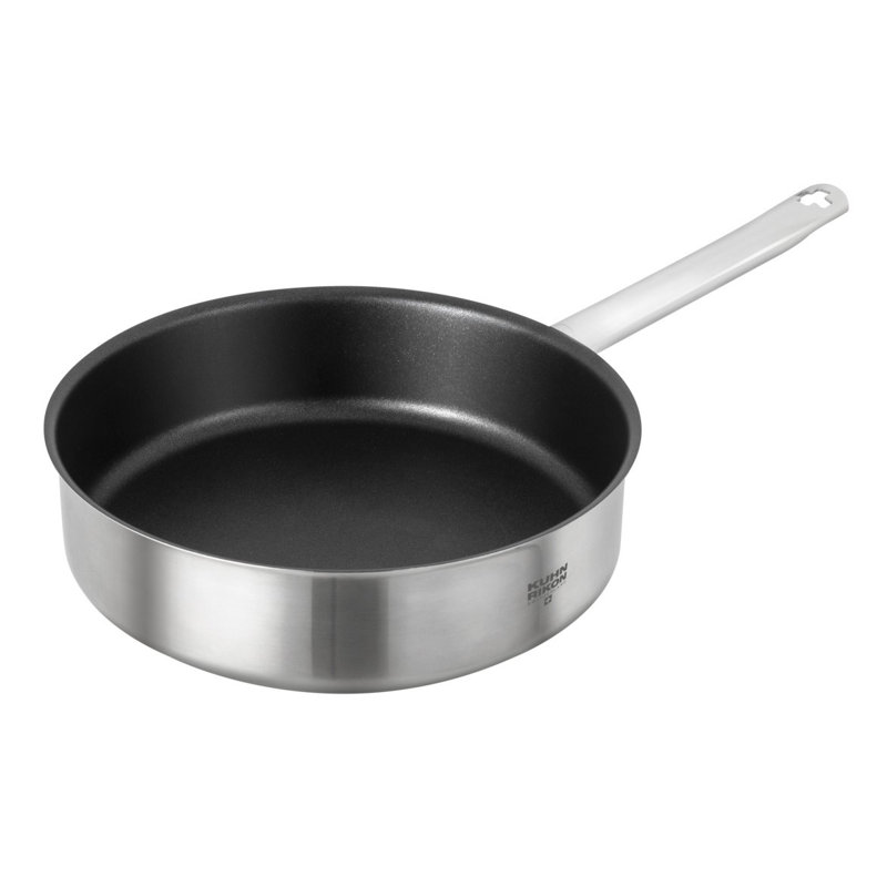 Kuhn Rikon Montreux Swiss Made Brushed Stainless Steel Non-Stick High-Walled Frying Pan, 24 cm