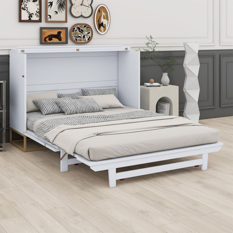 Murphy Bed With Iron Legs, Modern Design, White