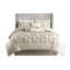 Édredon 7 pièces pour grand lit taupe - beau design, tissu, 1 édredon, 2 taies décoratives, 3 coussins, jupe de lit, élégant froissé, décoration lavable à la machine
