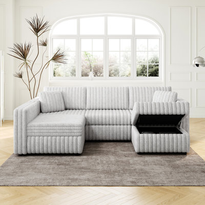 Gray 4 U-Shaped With Hydraulic Lift , Foam, Metal Frame, Microfiber Cover, Practical And Stylish For Bedroom Living Room Lift, Upholstery, Contemporary Comfortable &