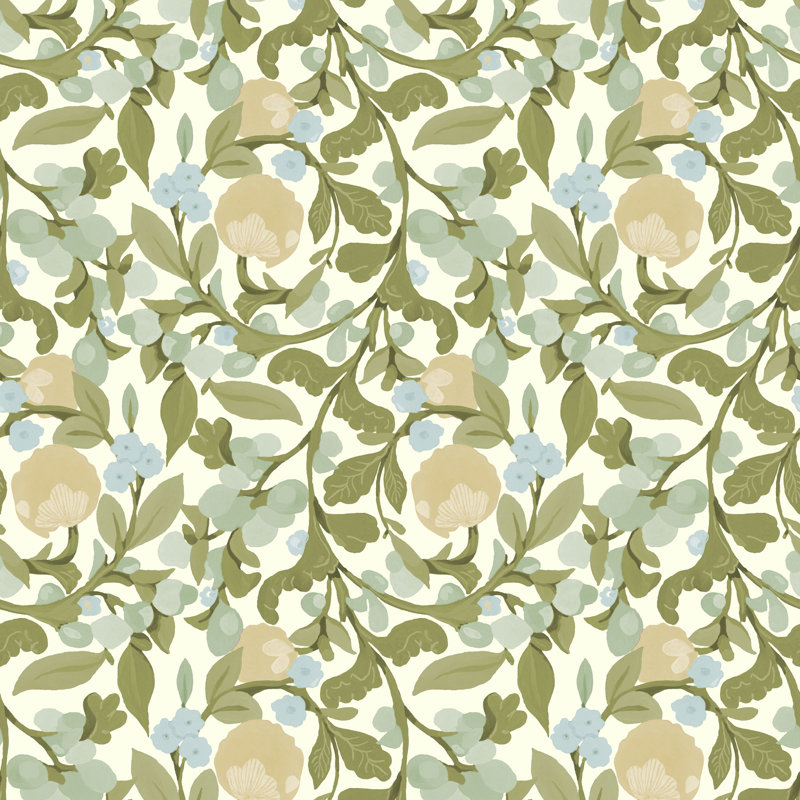 Papier peint floral en lin Budding Grove