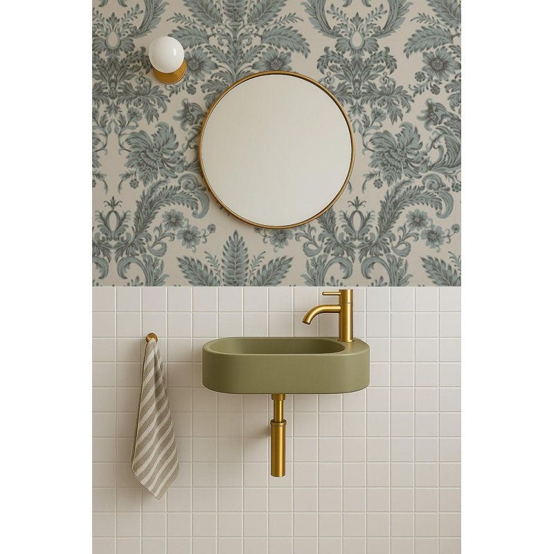 Parlor Paper - Wallpaper, Blue/Gray, Non-pasted