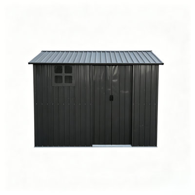 8*6 Ft Galvanized Steel Outdoor Storage Shed With Sliding Door