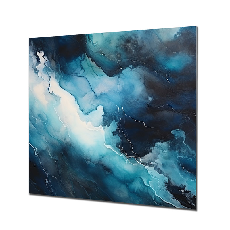 Le cœur de la tempête - art mural abstrait à l'encre liquide, Métal métal, H 30 po x l 30 po
