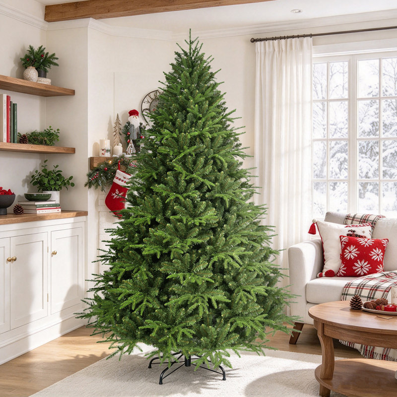 Arbre de Noël artificiel à charnière naturel non éclairé, 7.5"