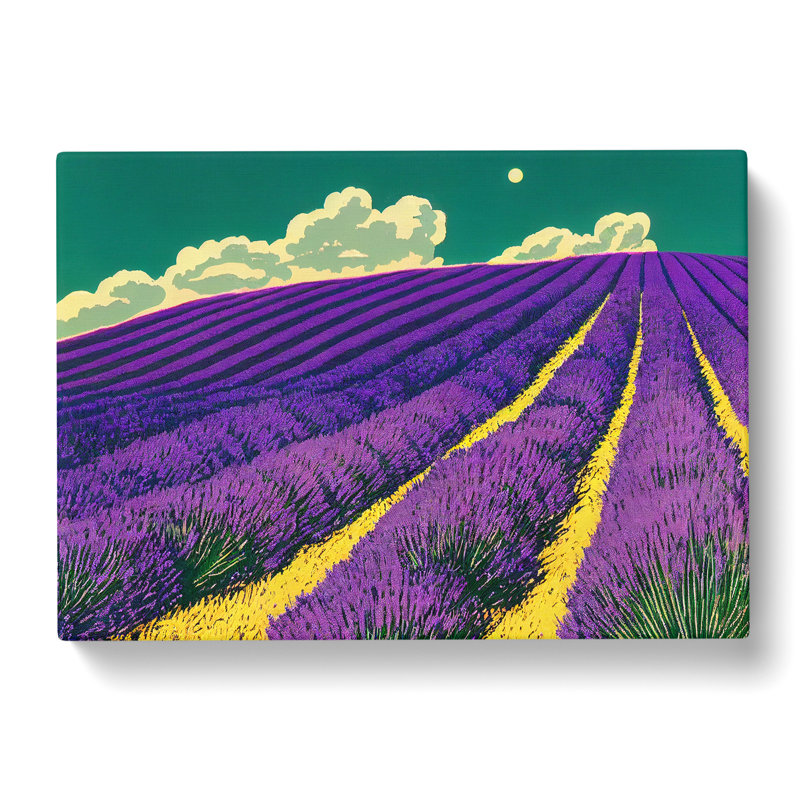 Attractive Lavender Flower Field - Wrapped Canvas, 40cm H x 60cm W x 3cm D