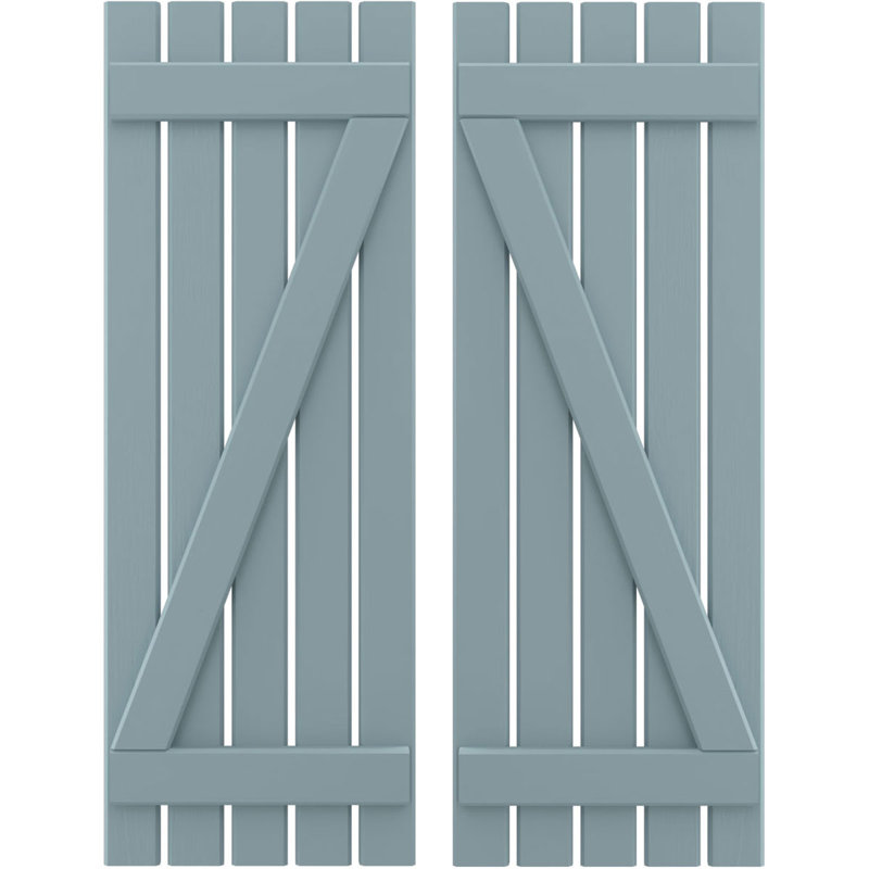 Volets de planche-n-lattes avec barre en Z (par paire) Americraft (2 lattes), Bleu paisible, 19 1/2", 65"