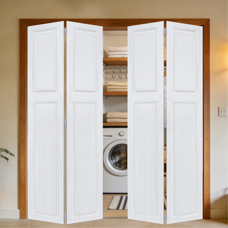 Double porte coulissante double en panneau de fibres à densité moyenne noyer blanc 80 po x 52 po avec quincaillerie