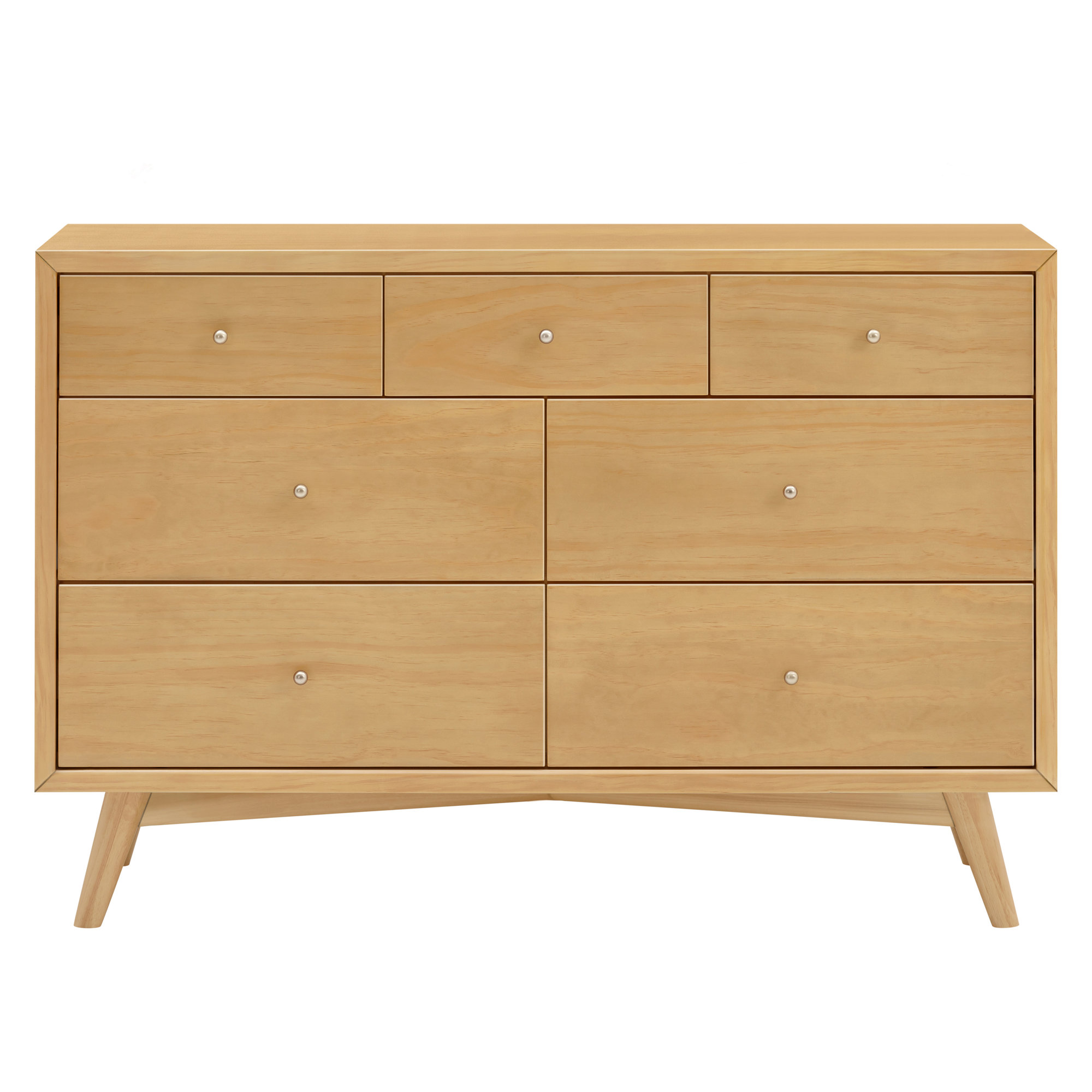 Palma 7 Drawer 53" W Double Dresser, Honey