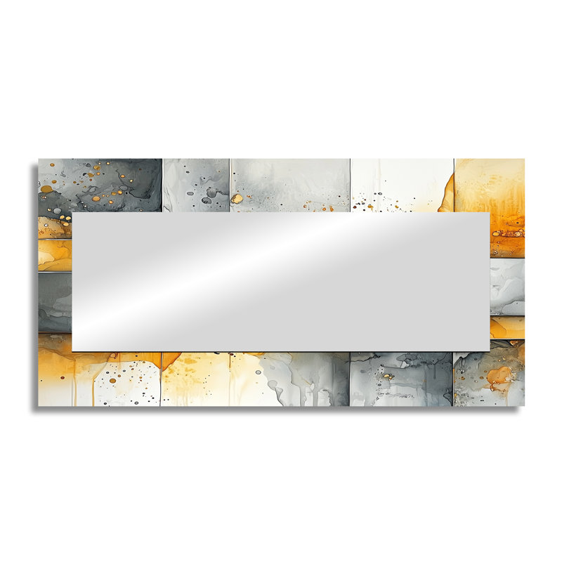 Geometric Pulse Of Hard Edge Paint - Hard Edge Painting Mirror Wall Art - Printed On Metal, 28" x 55"