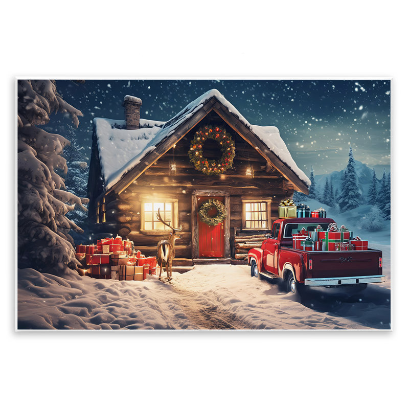 Woodsy Holiday Cabin Giclee Art by Alina Georgescu, 10" H x 15" W