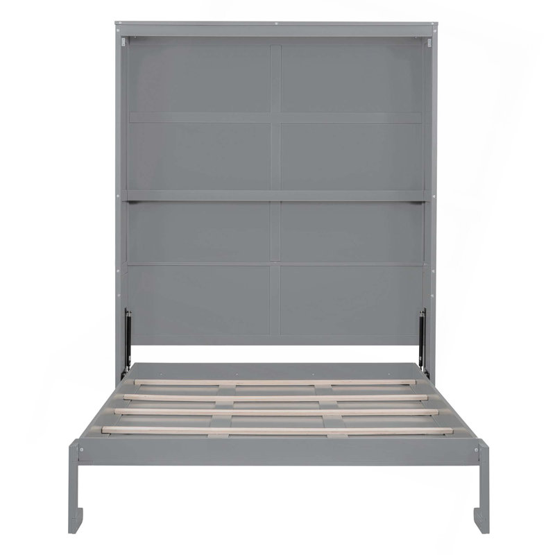 Lit escamotable avec tablettes pour chambre à coucher, gris, Grand