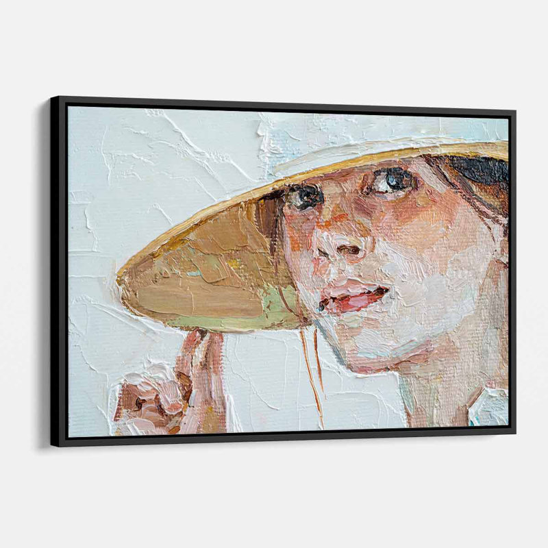 «Hardine White Girl» - peinture, H 12 po x l 16 po, Cadre noir