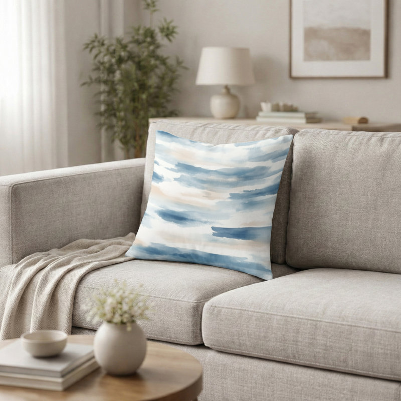 Coussin décoratif abstrait Abstract - Coussin à rayures côtières, H 16 po x l 16 po