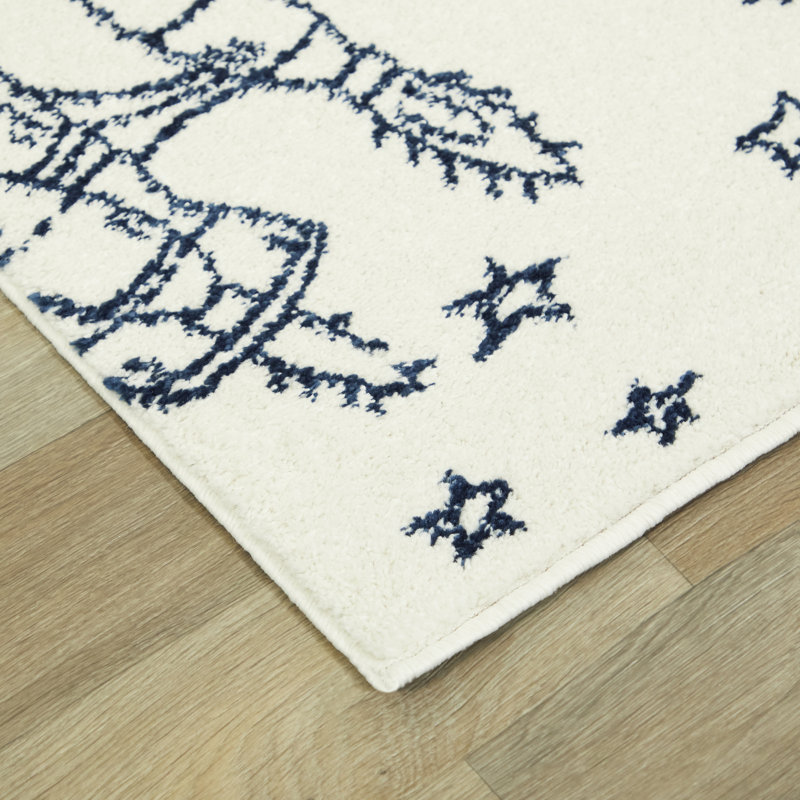 Tapis Palou Rocket Ship, Rectangle 3 pi 11 po x 5 pi 7 po, Blanc