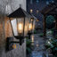 European Outdoor Wall Light with Motion Sensor, 17.7" (45 cm) Black E27 Exterior Lantern Sconce