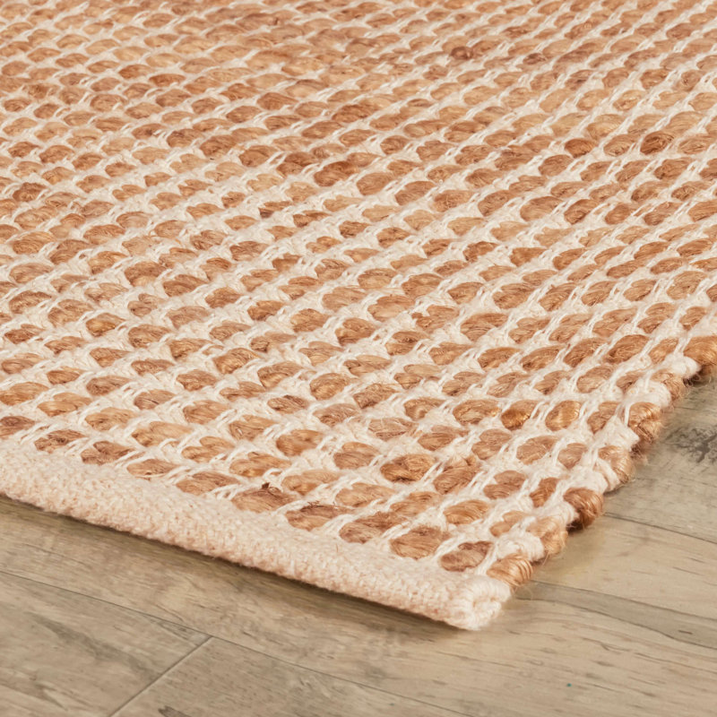 Gravel Ivory/Natural Handwoven Jute Rug, Rectangle 4' x 6'