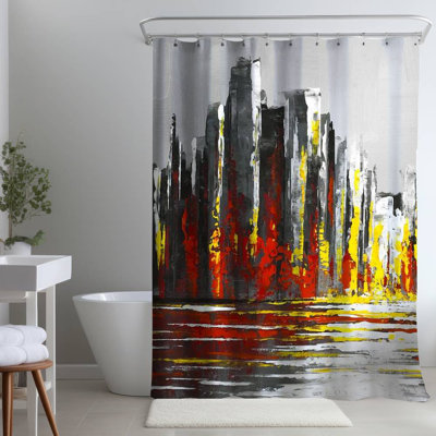 Shower Curtain CI334 – Polyester Shower Curtain, Dye Sublimation Print, 71" W × 74" L