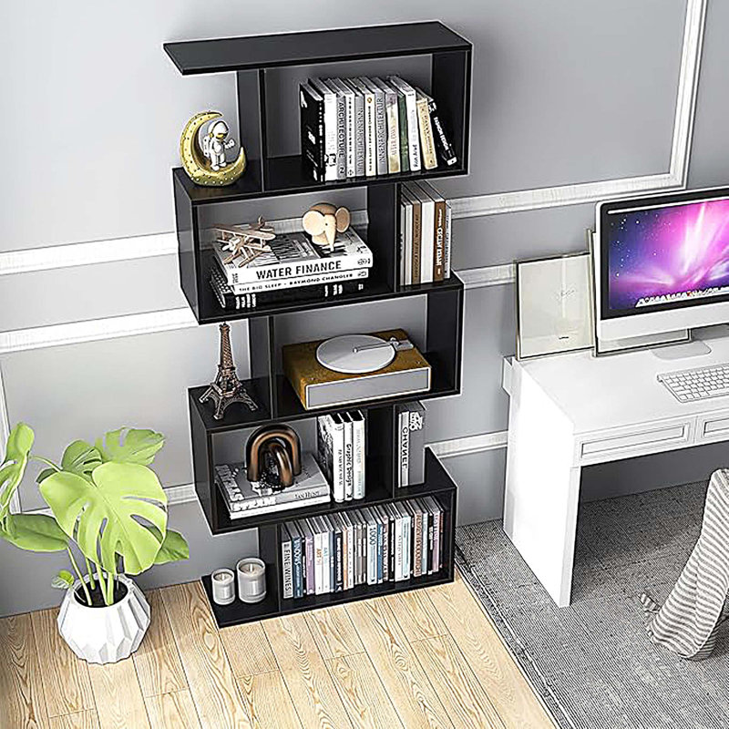 Grande bibliothèque avec bibliothèque à 5 niveaux en bois pour le bureau de la chambre à coucher du salon