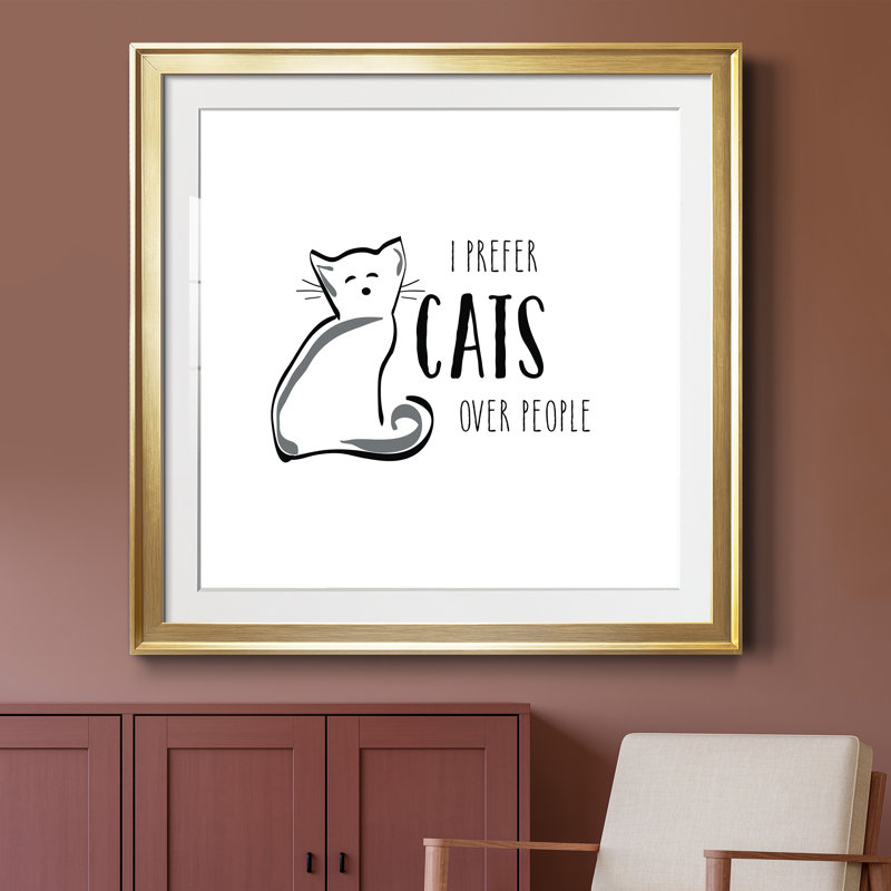 Cats over People - Cadre photo, impression d'art textuel sur papier, H 26,5 po x l 26,5 po x P 1,5 po, Papier encadré doré