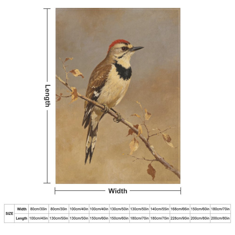 Jeté en flanelle Woodpecker on Branch, 50 x 60 po