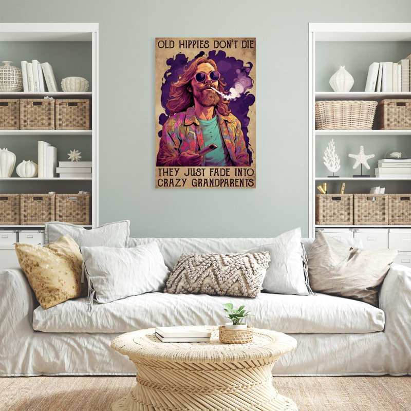 «Old Hippies Dont Die», ensemble de 1 rectangles «A Old Hippies Dont Die», ensemble de 1 reproductions d'art sur toile tendue