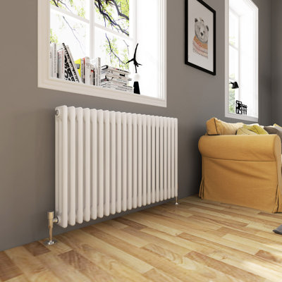 60cm, Horizontal Triple Column Radiator, White