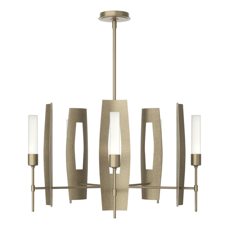 Passage 5 - Light Wagon Wheel Chandelier, Frosted Glass, Soft Gold