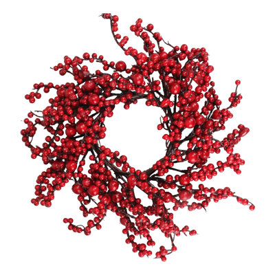 Red Berries Christmas Wreath 16-Inch Unlit
