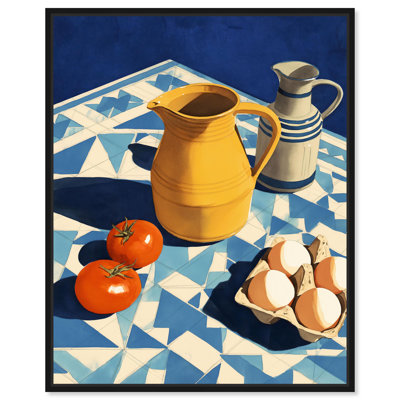 Décoration murale de cuisine provincial petit-déjeuner par Art Remedy, cadre noir, 30 x 36