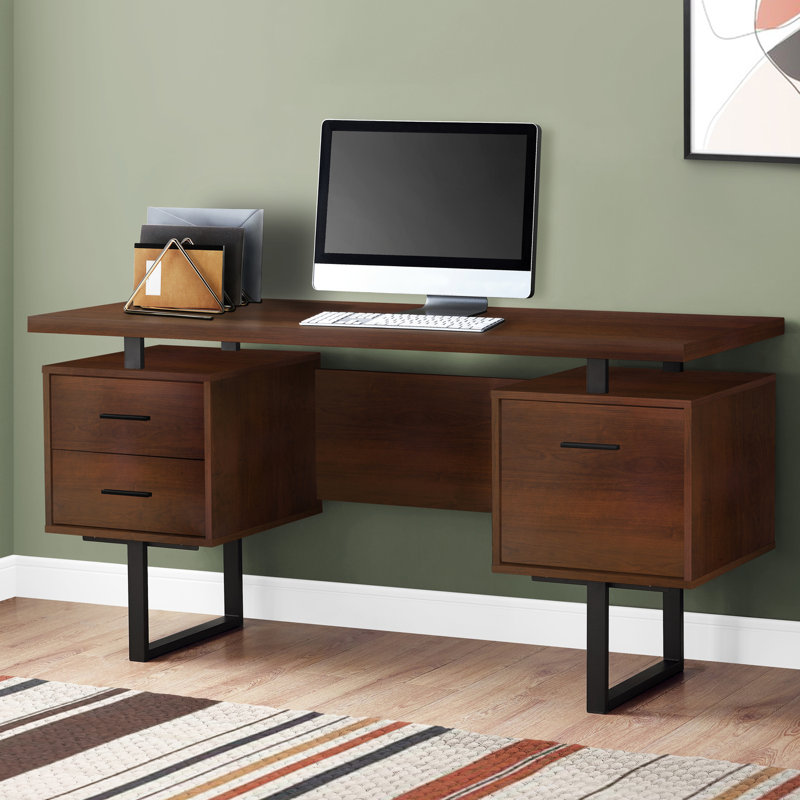 Bureau en bois massif , Brun foncé / noir