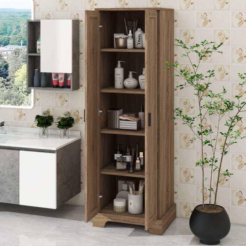 Armoire de rangement à deux portes pour la salle de bain et le bureau, avec une tablette réglable à l'intérieur