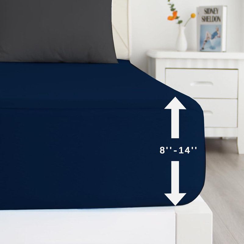 2 Pack Fitted Sheet Microfiber, Twin XL Fitted Sheet, Navy Blue