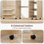 Table de couture pliante avec porte en rotin, table de bricolage roulante, naturel