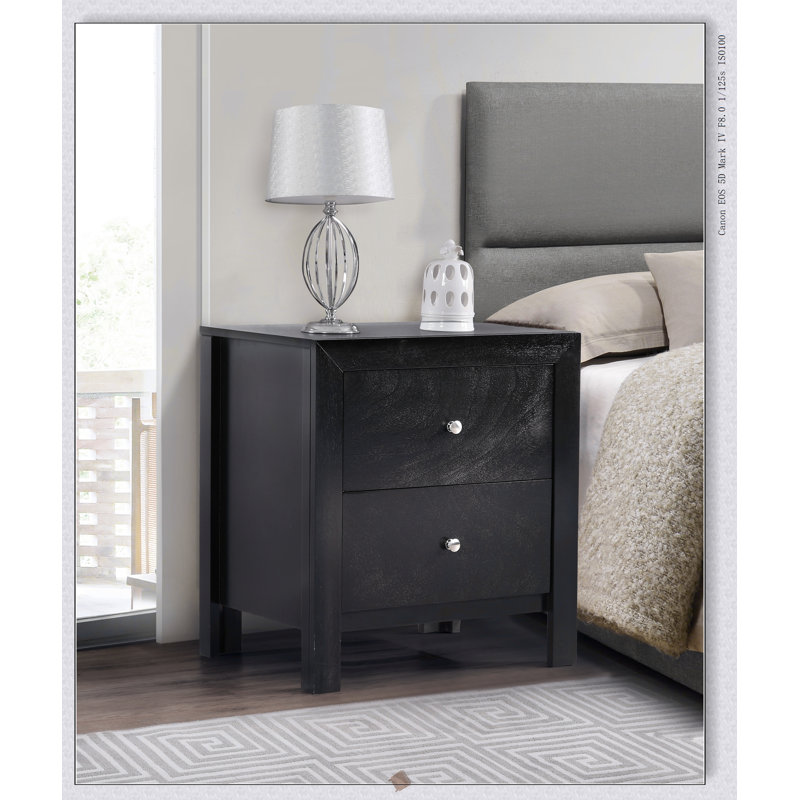 Elegantly Designed Bedside Table with Spacious Drawers and Chic Black Finish, Perfect for Modern Bedrooms., Black