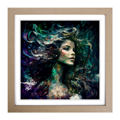 Mermaid Abstract Expressionism - Framed Print