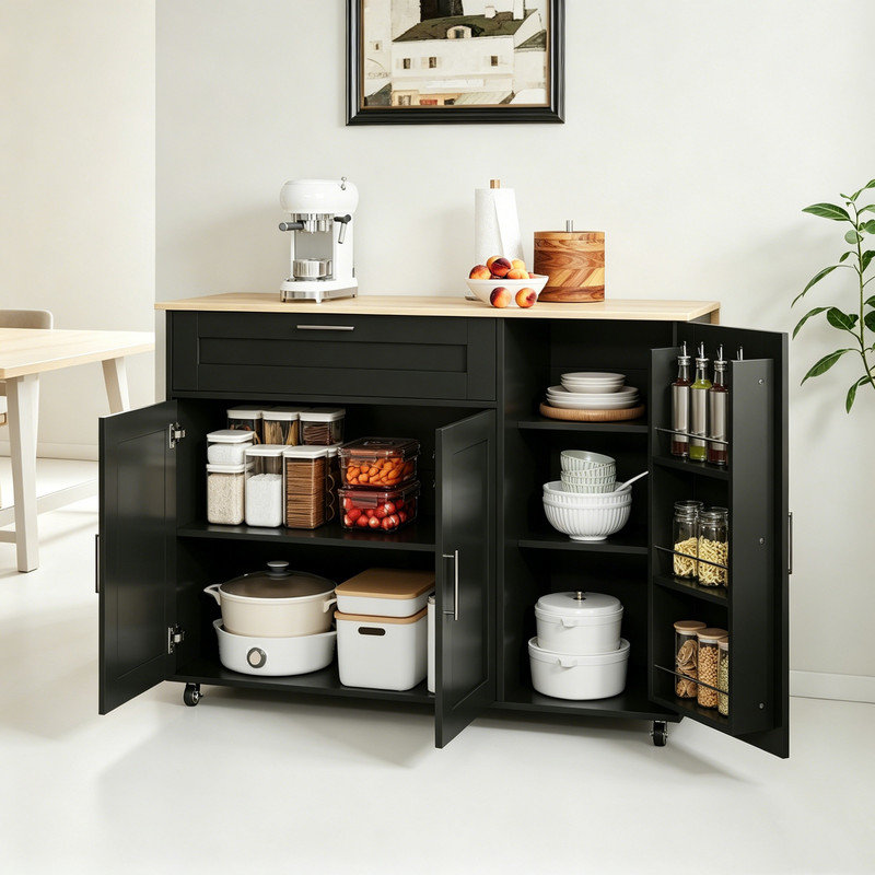 132.5 cm W Kitchen Island with Top, Gray