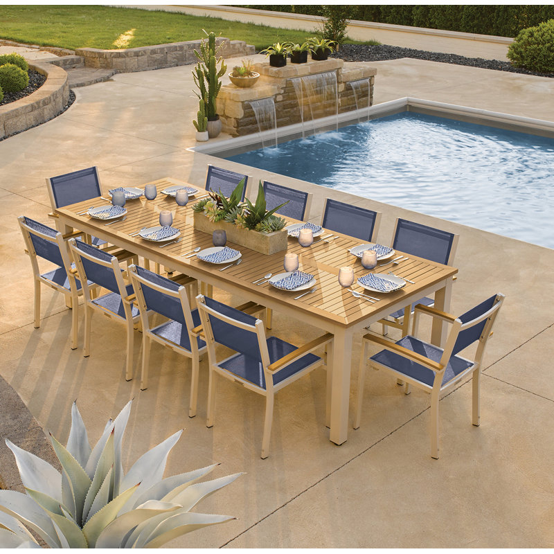 Travira 103" Long Tekwood Outdoor Dining Table, Teakwood Natural