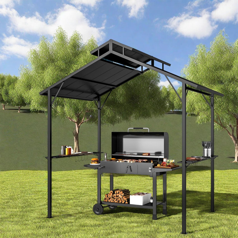 Pavillon de jardin en métal rigide avec rangement, patio