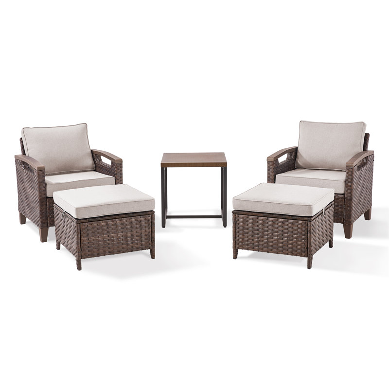 Ensemble de conversation avec fauteuils pivotants en osier toutes saisons Arundel (ensemble de deux), Beige