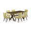 Ensemble de salle à manger moderne 7 pièces comprenant une table rectangulaire en bois avec pattes en X et 6 chaises rembourrées en lin Limelight multicolore.-1645472724