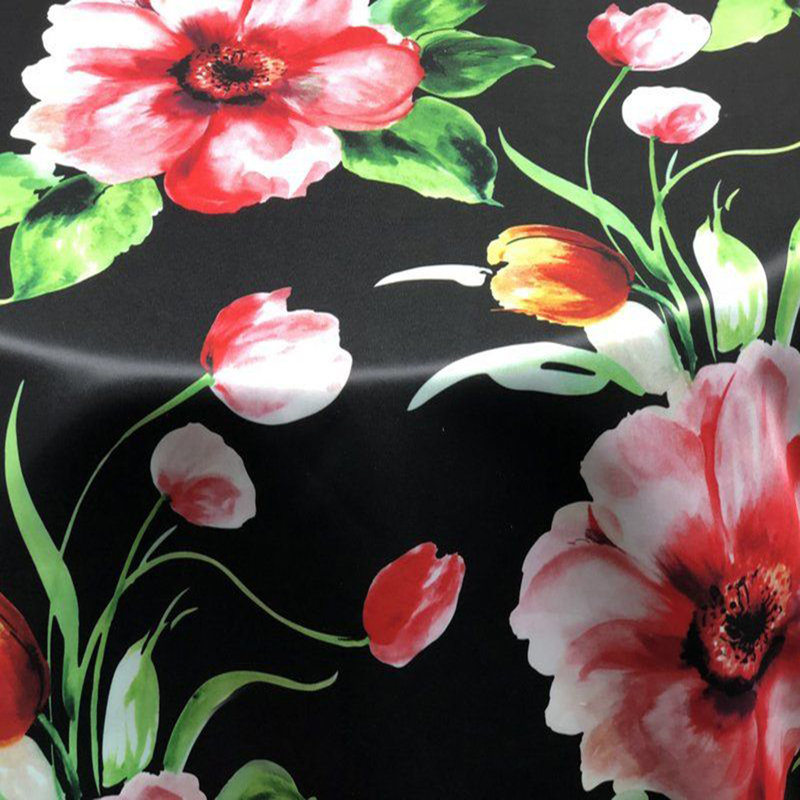 Tissu de revêtement tropical 100% rose en polyester / noir, Marine