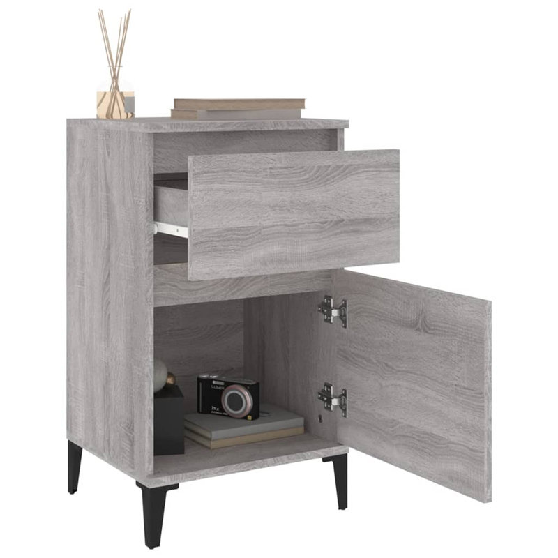 Luverne 40cm W Manufactured Wood Bedside Table, Grey