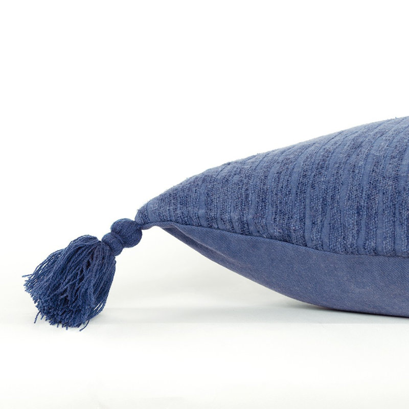 Coussin décoratif à rayures abstraites bleu marine