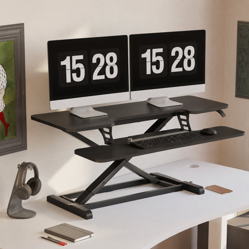 Murray Home Office Standing Desk Converter, 19.6" H x 42" W x 24.9" D, Black