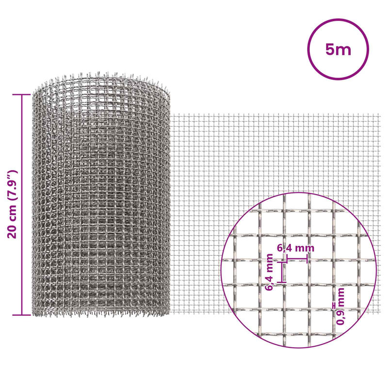 Stainless Steel Fence Panels Fencing, 500cm H x 20cm W