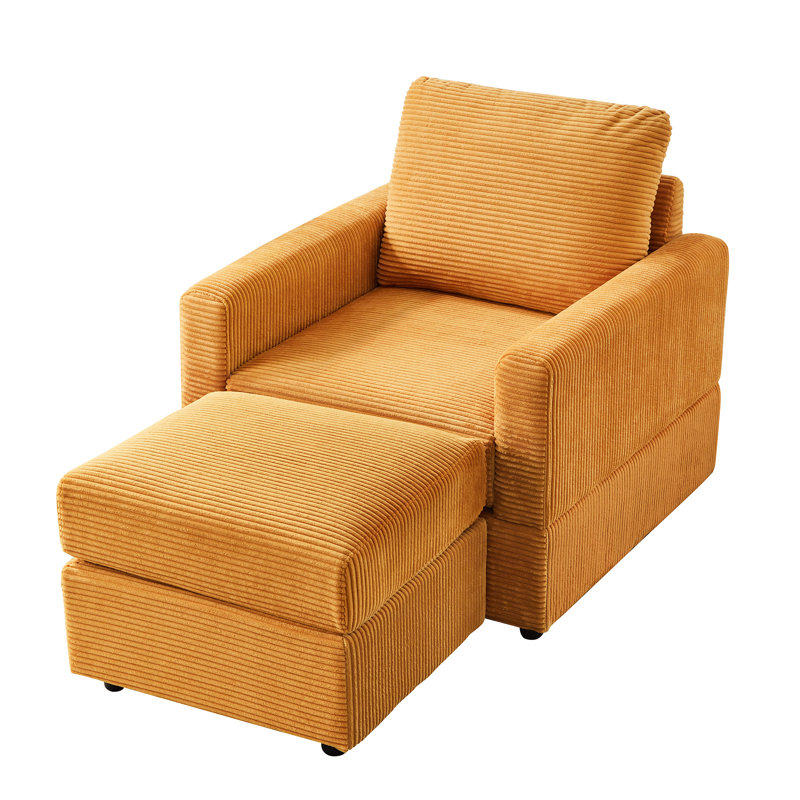 Fauteuil d'appoint classique en velours côtelé avec fauteuil confortable, réglable et coussins américain traditionnel, amovible et lavable
